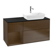 V&B Meuble sous lavabo Finion 120 cm, Pl bleu m, Reg noyer ven, noyer ven