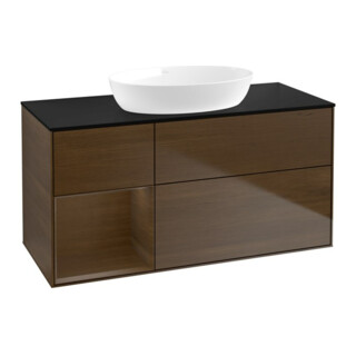 V&B Meuble sous lavabo Finion 120 cm, Pl bleu m, Reg noyer ven, noyer ven