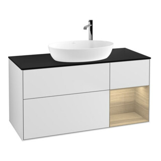 V&B Meuble sous lavabo Finion 120 cm, Pl bleu m, Reg Oa ven, blanc m Lac