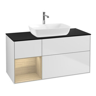 V&B Meuble sous-lavabo Finion 120 cm, Pl bleu m, Reg Oa ven, blanc m Lac