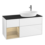 V&B Meuble sous lavabo Finion 120 cm, Pl bleu m, Reg Oa ven, éclairage mural blanc brillant Lac