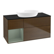 V&B Meuble sous lavabo Finion 120 cm, Pl bleu m, Reg Oli. m Lac, noyer veinée