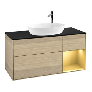 V&B Meuble sous lavabo Finion 120 cm, Pl bleu m, Reg or m Lac, Oa ven