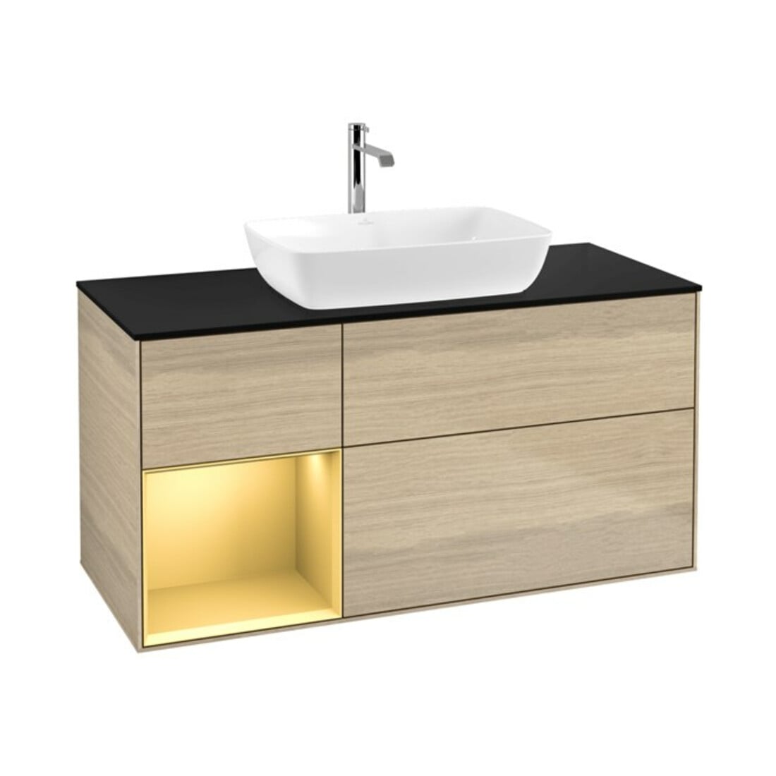 V&B Meuble sous lavabo Finion 120 cm, Pl bleu m, Reg or m Lac, Oa ven
