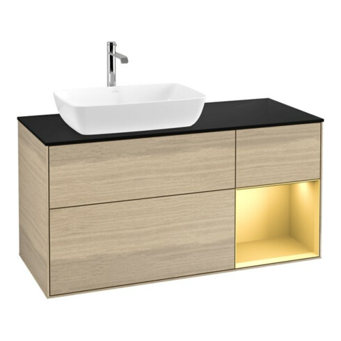 V&B Meuble sous lavabo Finion 120 cm, Pl bleu m, Reg or m Lac, Oa ven