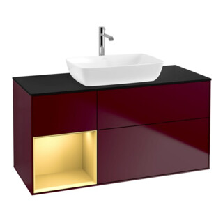 V&B Meuble sous lavabo Finion 120 cm, Pl bleu m, Reg or m Lac, Peo m