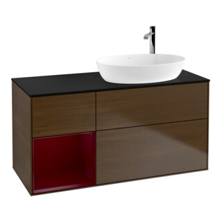 V&B Meuble sous lavabo Finion 120 cm, Pl bleu m, Reg Peo m Lac, noyer ven