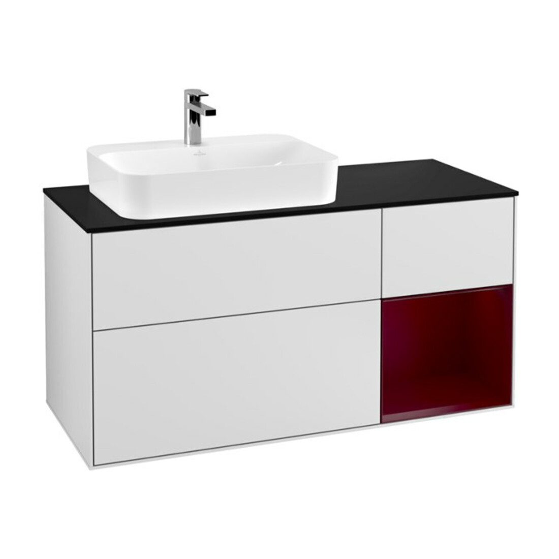 V&B Meuble sous lavabo Finion 120 cm, Pl bleu m, Reg re Peo, blanc m Lac