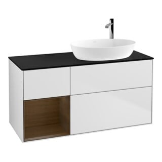 V&B Meuble sous lavabo Finion 120 cm, Pl bleu m, Reg wal ven, blanc m Lac