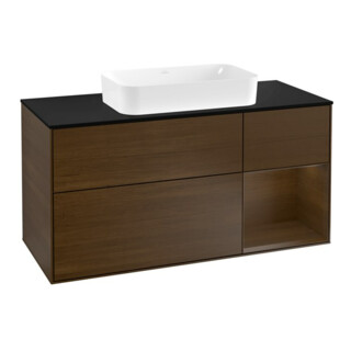 V&B Meuble sous lavabo Finion 120 cm, Pl bleu m, tiroir droit wal ven, wal ven