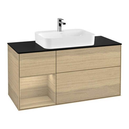 V&B Meuble sous lavabo Finion 120 cm, Pl bleu m, tiroir gauche Oa ven, Oa ven