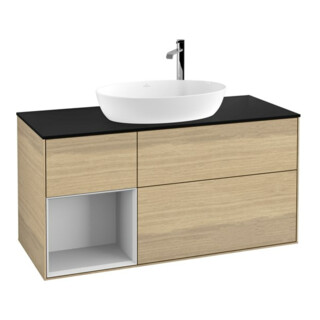 V&B Meuble sous lavabo Finion 120 cm, Pl bleu mat, Caisson blanc mat laqué, Oa ven