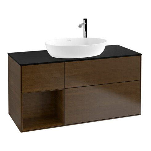 V&B Meuble sous lavabo Finion 120 cm, Pl bleu mat, chêne naturel, chêne naturel