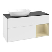 V&B Meuble sous lavabo Finion 120 cm, Pl bleu mat, corps gris mat laqué, blanc mat laqué