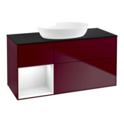 V&B Meuble sous lavabo Finion 120 cm, Pl bleu mat, Étagère blanc brillant, Lac, Peo m
