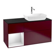V&B Meuble sous lavabo Finion 120 cm, Pl bleu mat, Étagère blanche mat, Poignée mat-1