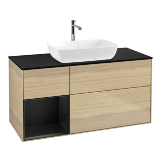 V&B Meuble sous lavabo Finion 120 cm, Pl bleu mat, Étagère bleu mat Lac, Oa ven