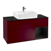 V&B Meuble sous lavabo Finion 120 cm, Pl bleu mat, Étagère droite bleu mat Lac, Peo mat