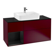 V&B Meuble sous-lavabo Finion 120 cm, Pl bleu mat, Étagère gauche bleu mat Lac, Peo mat