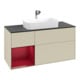 V&B Meuble sous lavabo Finion 120 cm, Pl bleu mat, étagère gauche Peo, gris mat Lac-3