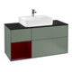 V&B Meuble sous lavabo Finion 120 cm, Pl bleu mat, Étagère gauche Peo, Oli. mat Lac-1