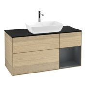 V&B Meuble sous lavabo Finion 120 cm, Pl bleu mat, étagère médium laqué, Oa ven