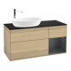V&B Meuble sous-lavabo Finion 120 cm, Pl bleu mat, étagère médium mat laqué, éclairage mural Oa ven-1