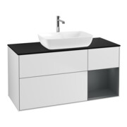 V&B Meuble sous-lavabo Finion 120 cm, Pl bleu mat, étagère moyenne mat laqué, blanc mat laqué