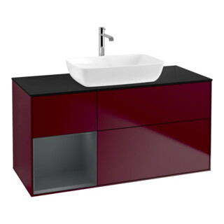 V&B Meuble sous lavabo Finion 120 cm, Pl bleu mat, Porte médiane mat laqué, Pieds mat