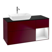 V&B Meuble sous lavabo Finion 120 cm, Pl bleu mat, Ray blanc brillant, Lac, Peo m