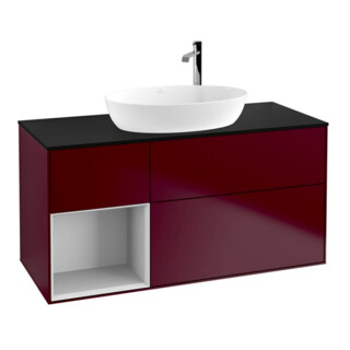 V&B Meuble sous lavabo Finion 120 cm, Pl bleu mat, Ray blanc mat, Poignée mat
