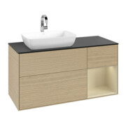 V&B Meuble sous lavabo Finion 120 cm, Pl bleu mat, Rayures argentées, Lacqué, Oa ven