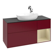 V&B Meuble sous-lavabo Finion 120 cm, Pl bleu mat, Rayures argentées, Poignées mat-3