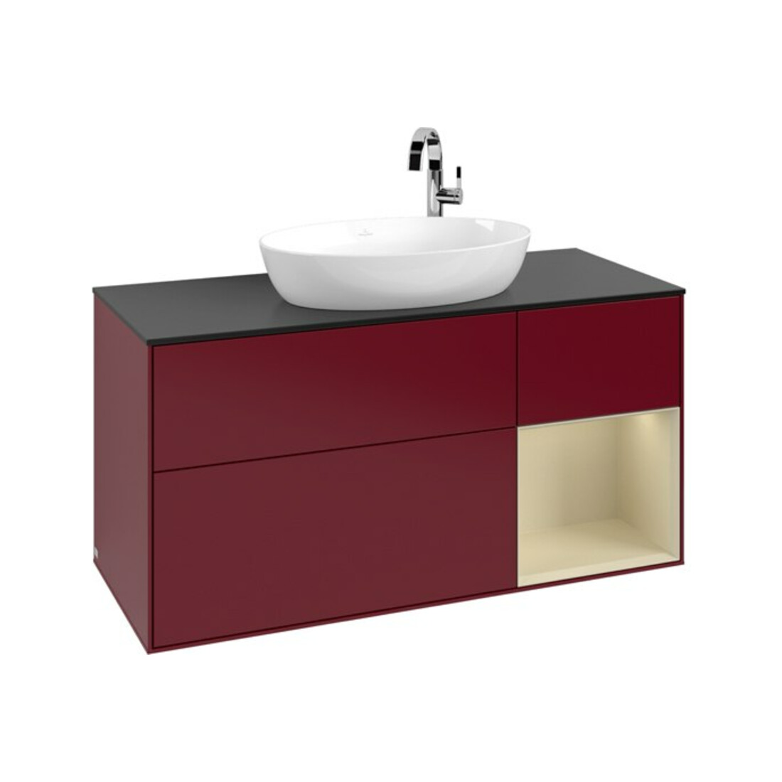 V&B Meuble sous-lavabo Finion 120 cm, Pl bleu mat, Rayures argentées, Poignées mat