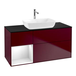V&B Meuble sous lavabo Finion 120 cm, Pl bleu mat, Rég blanc brillant, Lac, Peo m