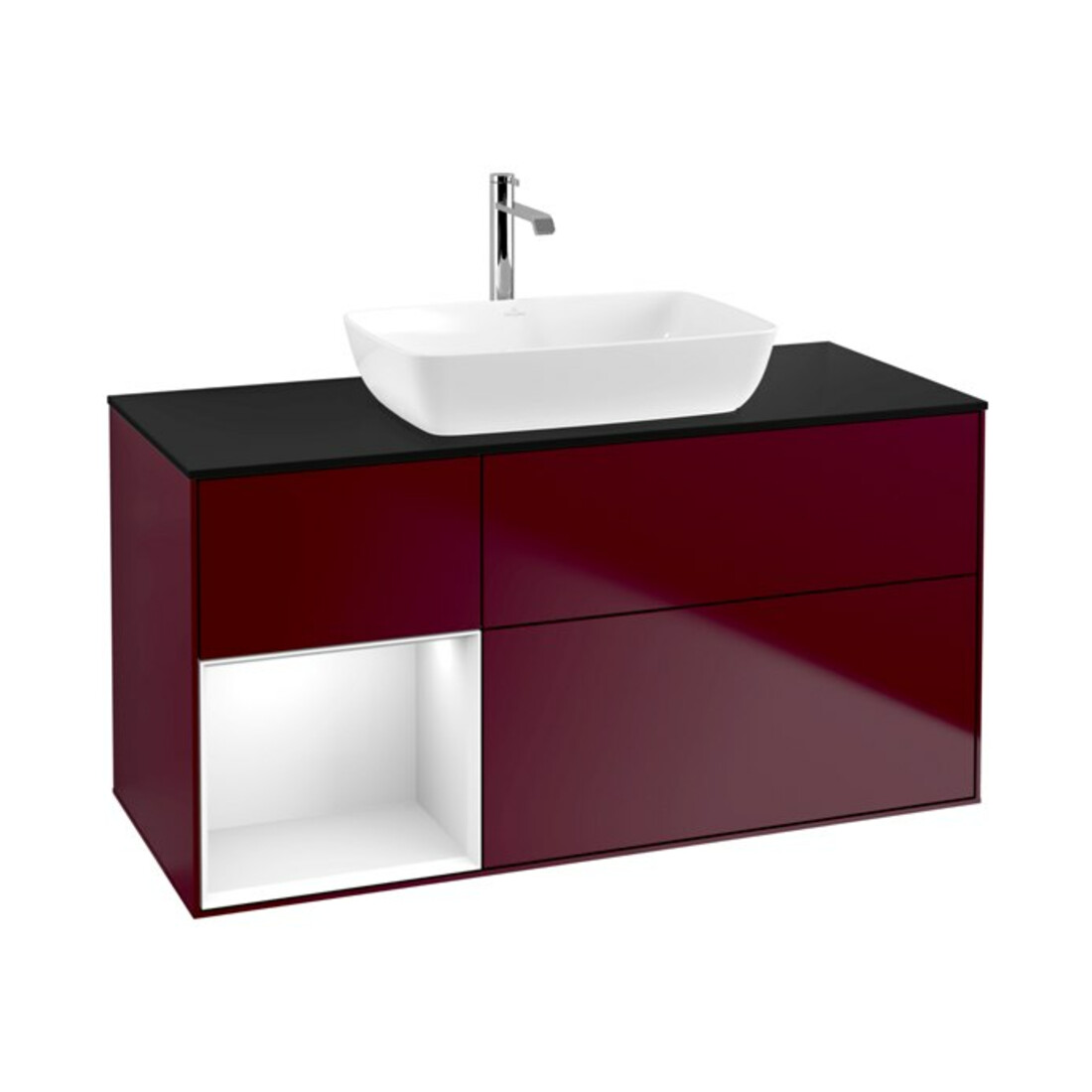 V&B Meuble sous lavabo Finion 120 cm, Pl bleu mat, Rég blanc brillant, Lac, Peo m