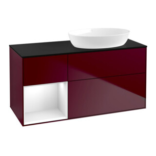 V&B Meuble sous lavabo Finion 120 cm, Pl bleu mat, Reg blanc brillant, Lac, Peo m