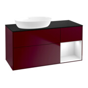 V&B Meuble sous-lavabo Finion 120 cm, Pl bleu mat, Reg blanc brillant, Lac, Peo m