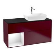 V&B Meuble sous lavabo Finion 120 cm, Pl bleu mat, Reg blanc brillant, Lac, Peo mat
