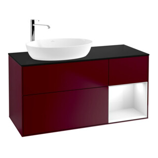 V&B Meuble sous lavabo Finion 120 cm, Pl bleu mat, Reg blanc brillant, Lac, Peo mat