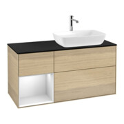 V&B Meuble sous lavabo Finion 120 cm, Pl bleu mat, Reg blanc mat Lac, Oa ven