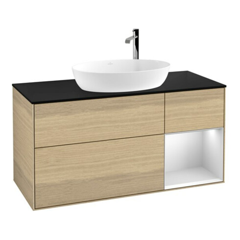 V&B Meuble sous lavabo Finion 120 cm, Pl bleu mat, Reg blanc mat laqué, Oa ven