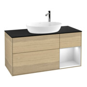 V&B Meuble sous lavabo Finion 120 cm, Pl bleu mat, Reg blanc mat laqué, Oa ven