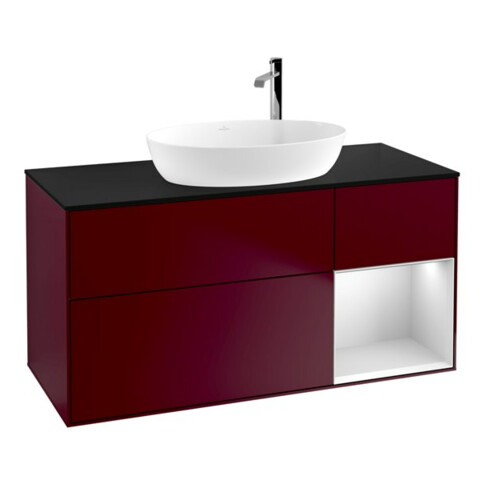 V&B Meuble sous lavabo Finion 120 cm, Pl bleu mat, Reg blanc mat laqué, Peo mat