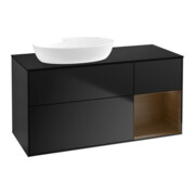 V&B Meuble sous lavabo Finion 120 cm, Pl bleu mat, Reg bois de noyer, bleu mat Lac