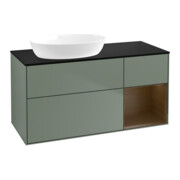 V&B Meuble sous lavabo Finion 120 cm, Pl bleu mat, Reg bois de noyer, Oli mat laqué