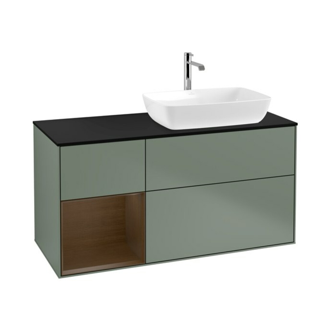 V&B Meuble sous lavabo Finion 120 cm, Pl bleu mat, Reg bois de noyer, Oli mat laqué