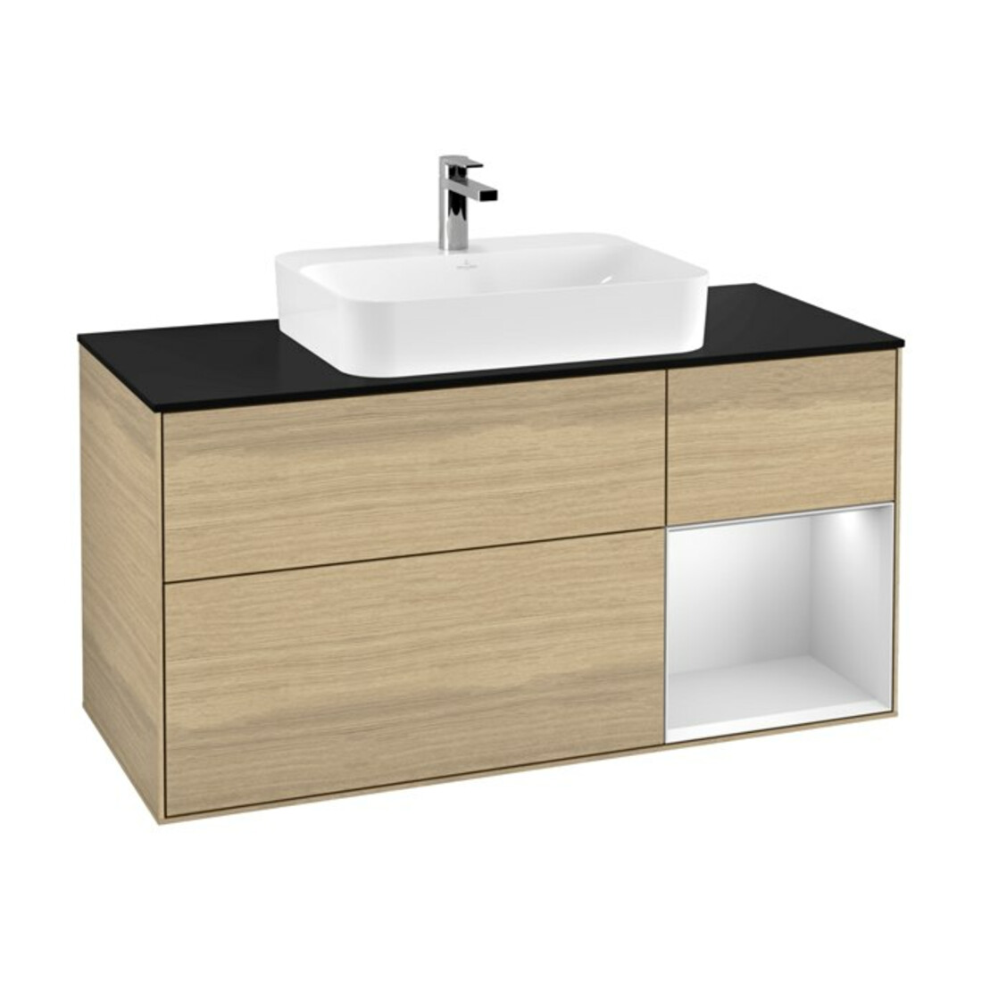 V&B Meuble sous lavabo Finion 120 cm, Pl bleu mat, Reg droite blanc mat, Oa ven