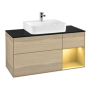 V&B Meuble sous lavabo Finion 120 cm, Pl bleu mat, Reg droite, Oa ven