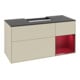 V&B Meuble sous lavabo Finion 120 cm, Pl bleu mat, Reg droite Peo, gris mat Lac